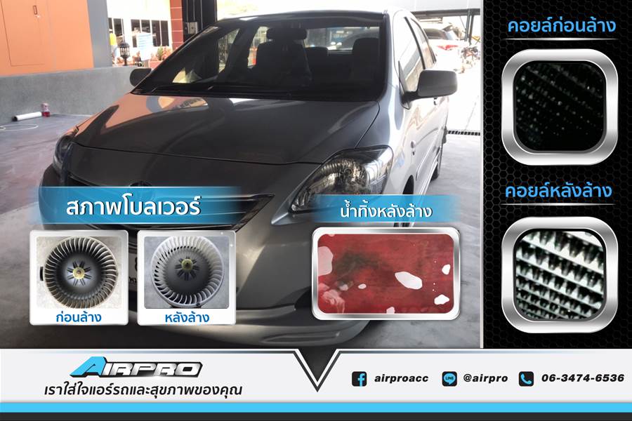 วันนี้มี Toyota Vios มาล้างแอร์รถยนต์แบบไม่ถอดตู้กับเรา